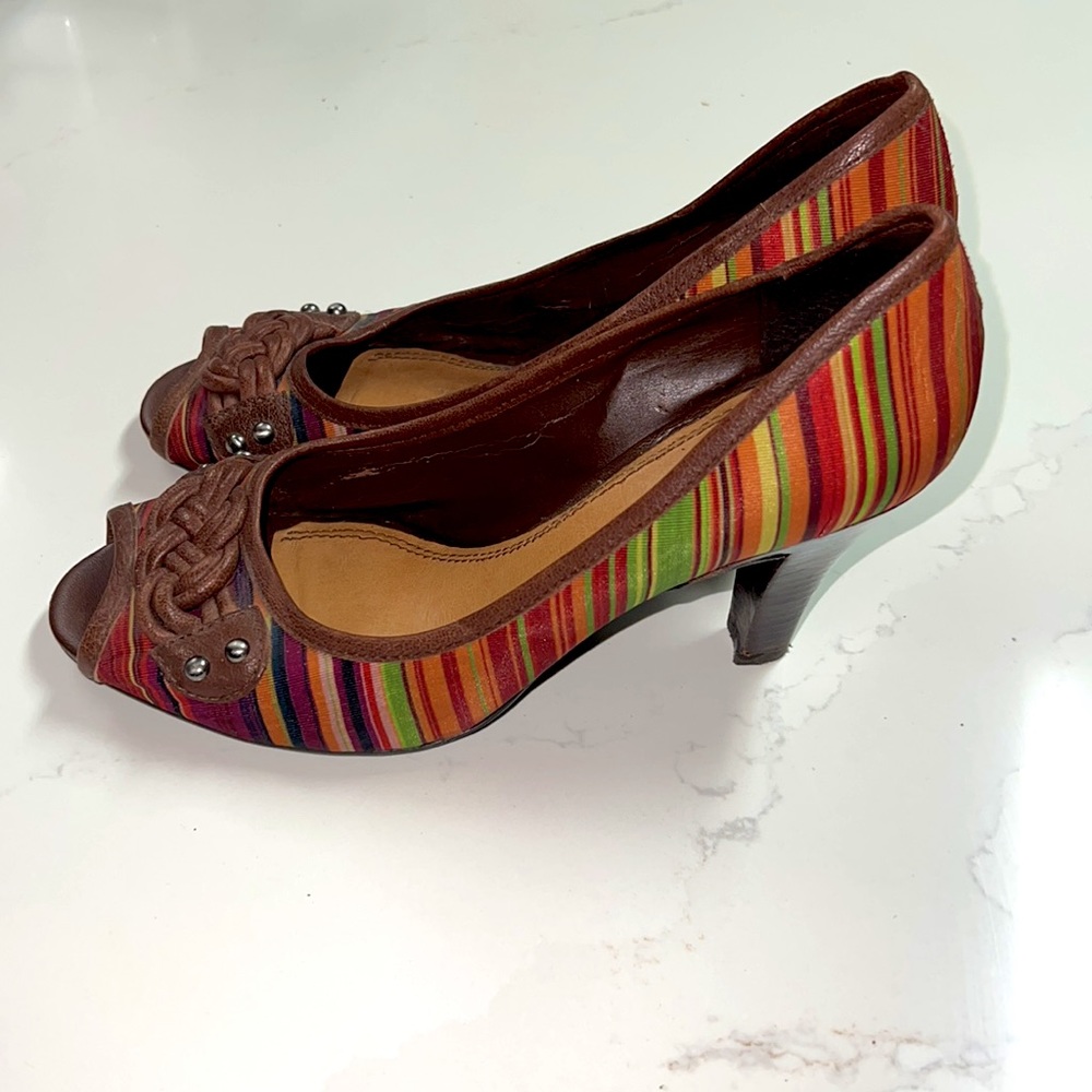 Gianni Binni colorful peep toe heels.